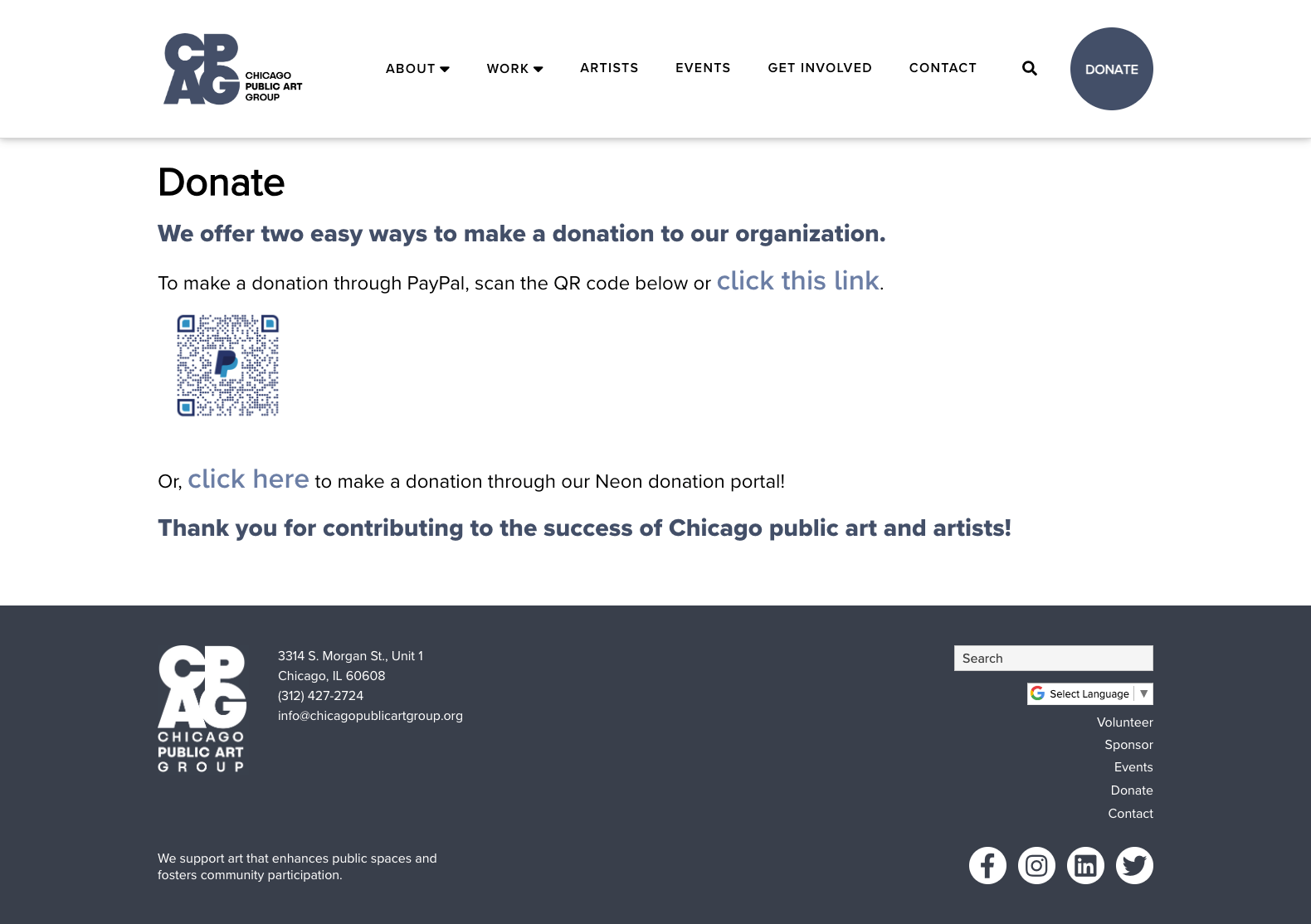 The original separate Donate and Funders pages.